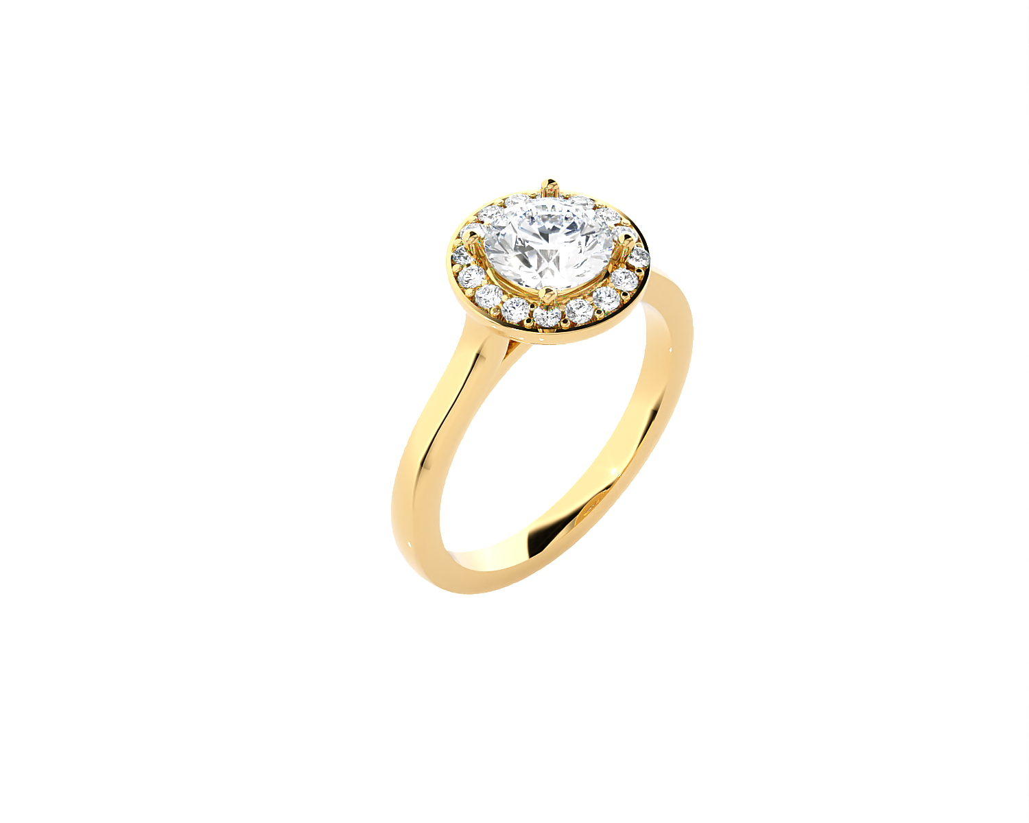 Round Lab Grown Diamond Halo Engagement Ring