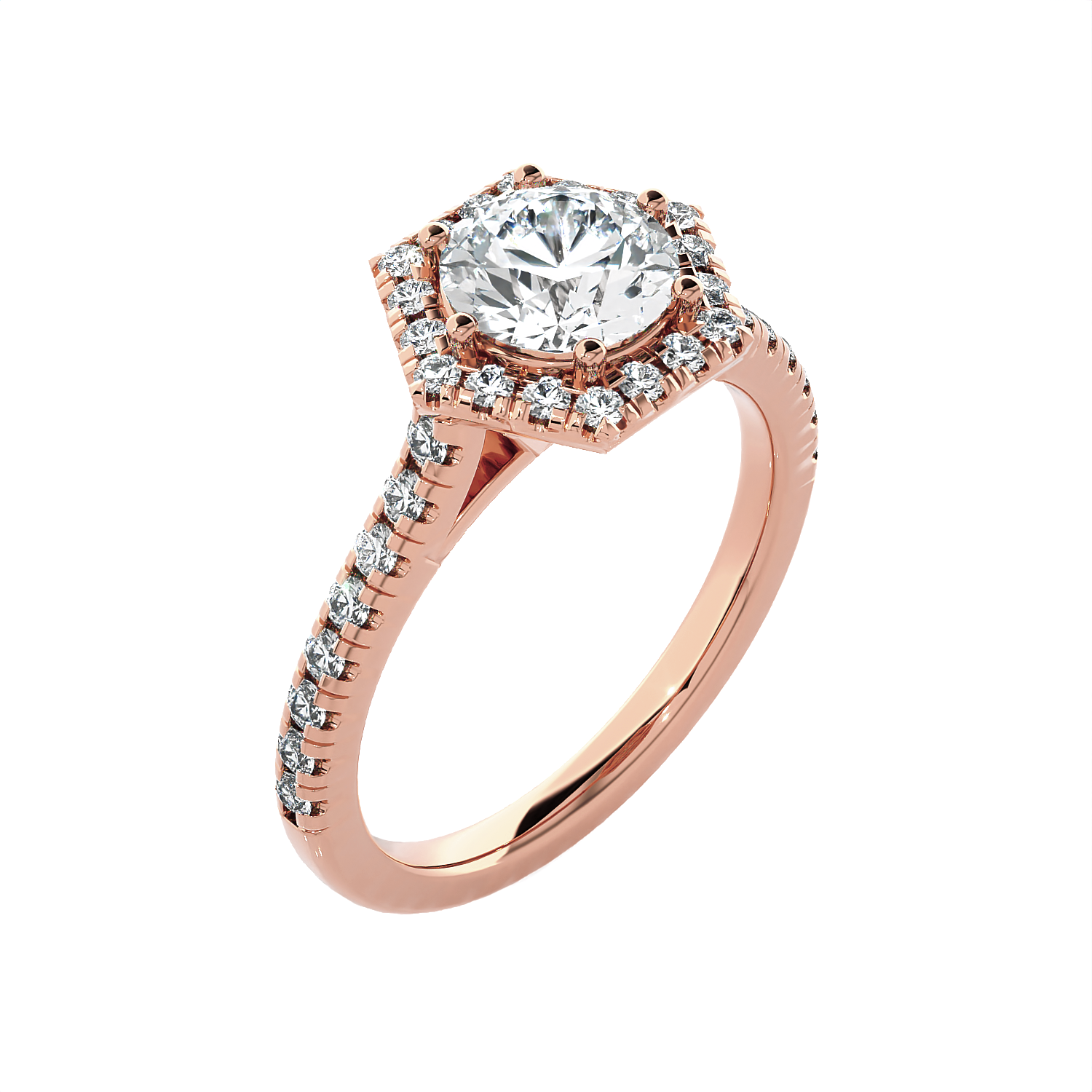 Round Lab Grown Diamond Halo Engagement Ring