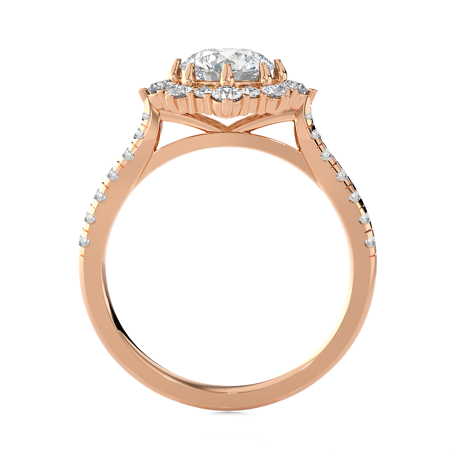 Round Lab Grown Diamond Halo Engagement Ring