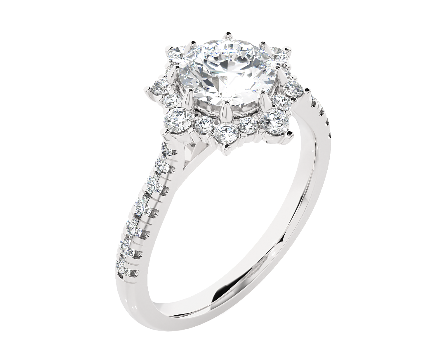 Round Lab Grown Diamond Halo Engagement Ring