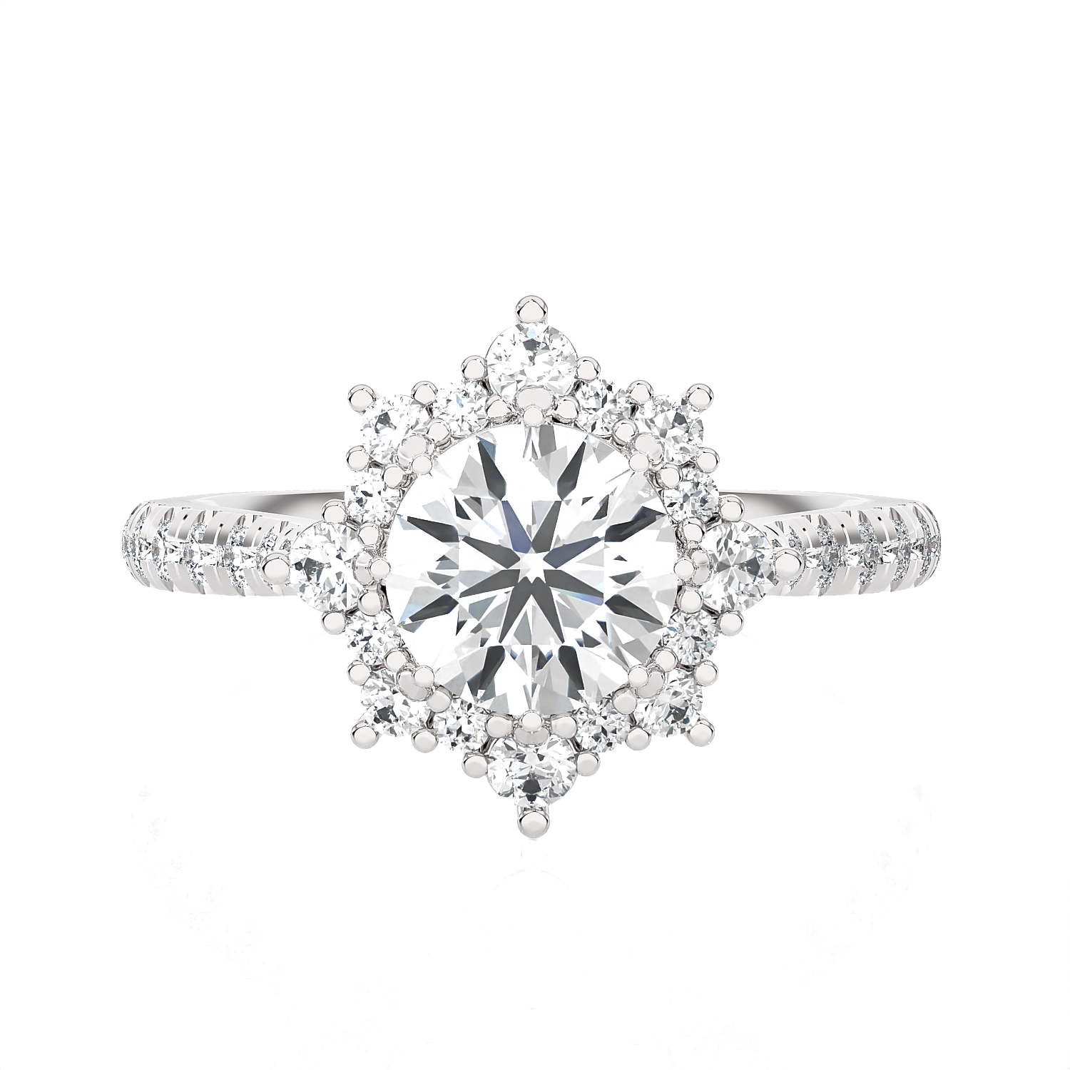 Round Lab Grown Diamond Halo Engagement Ring