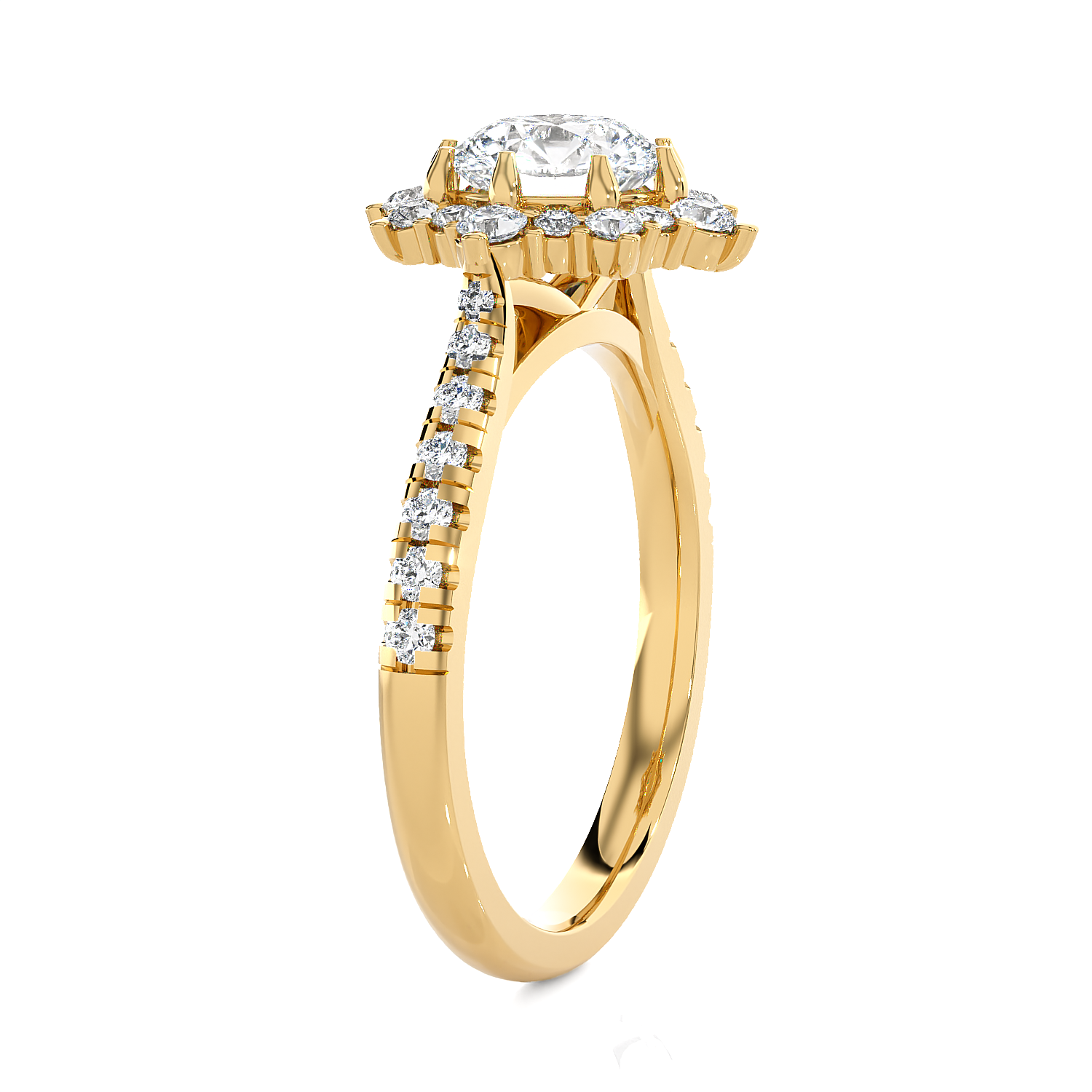 Round Lab Grown Diamond Halo Engagement Ring