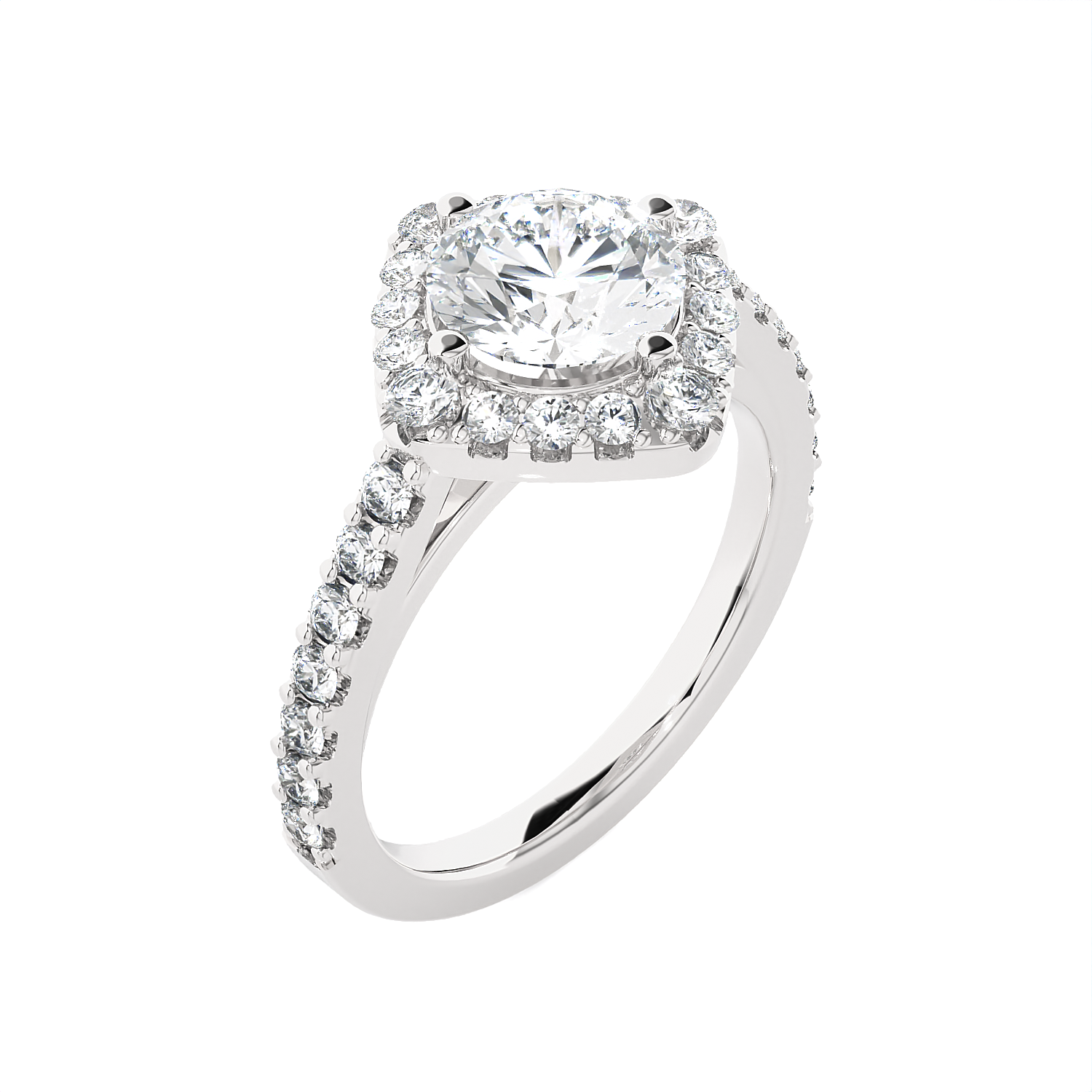 Round Lab Grown Diamond Halo Engagement Ring