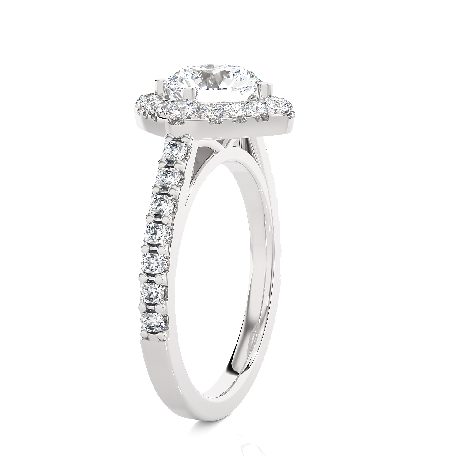 Round Lab Grown Diamond Halo Engagement Ring