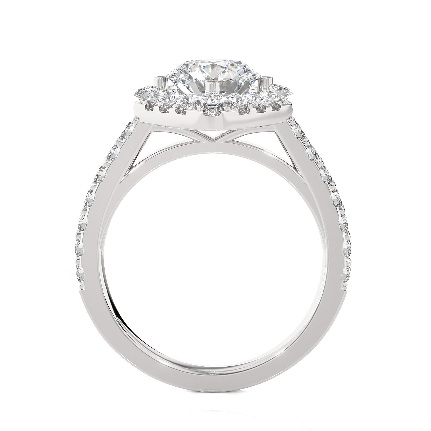 Round Lab Grown Diamond Halo Engagement Ring