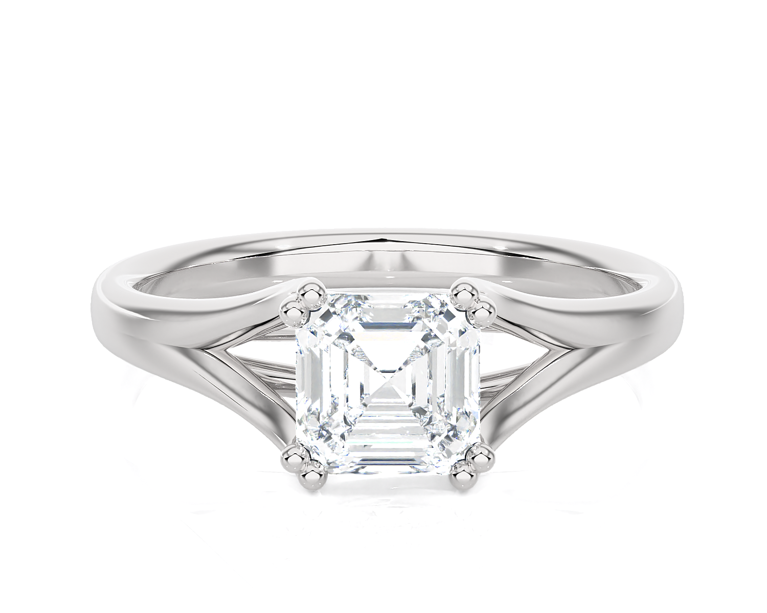 Asscher Cut Lab Grown Diamond Solitaire Engagement Ring