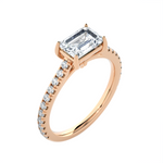 Emerald-Cut Lab Grown Diamond Side Stone Engagement Ring