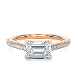 Emerald-Cut Lab Grown Diamond Side Stone Engagement Ring