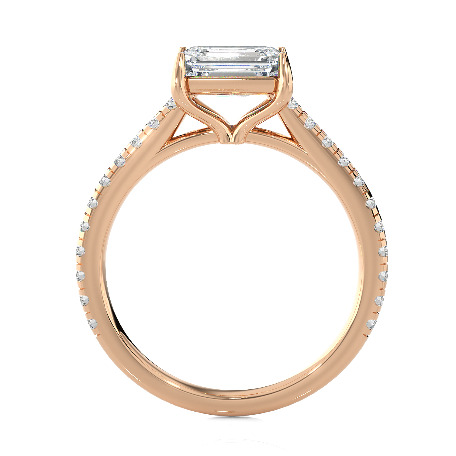 Emerald-Cut Lab Grown Diamond Side Stone Engagement Ring