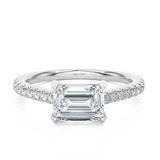 Emerald-Cut Lab Grown Diamond Side Stone Engagement Ring