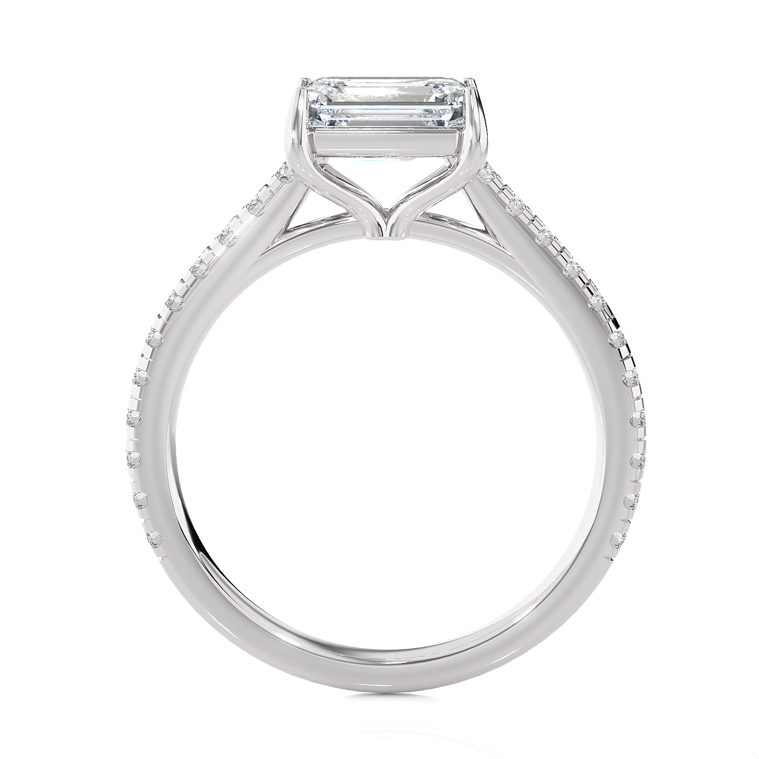Emerald-Cut Lab Grown Diamond Side Stone Engagement Ring
