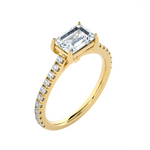 Emerald-Cut Lab Grown Diamond Side Stone Engagement Ring