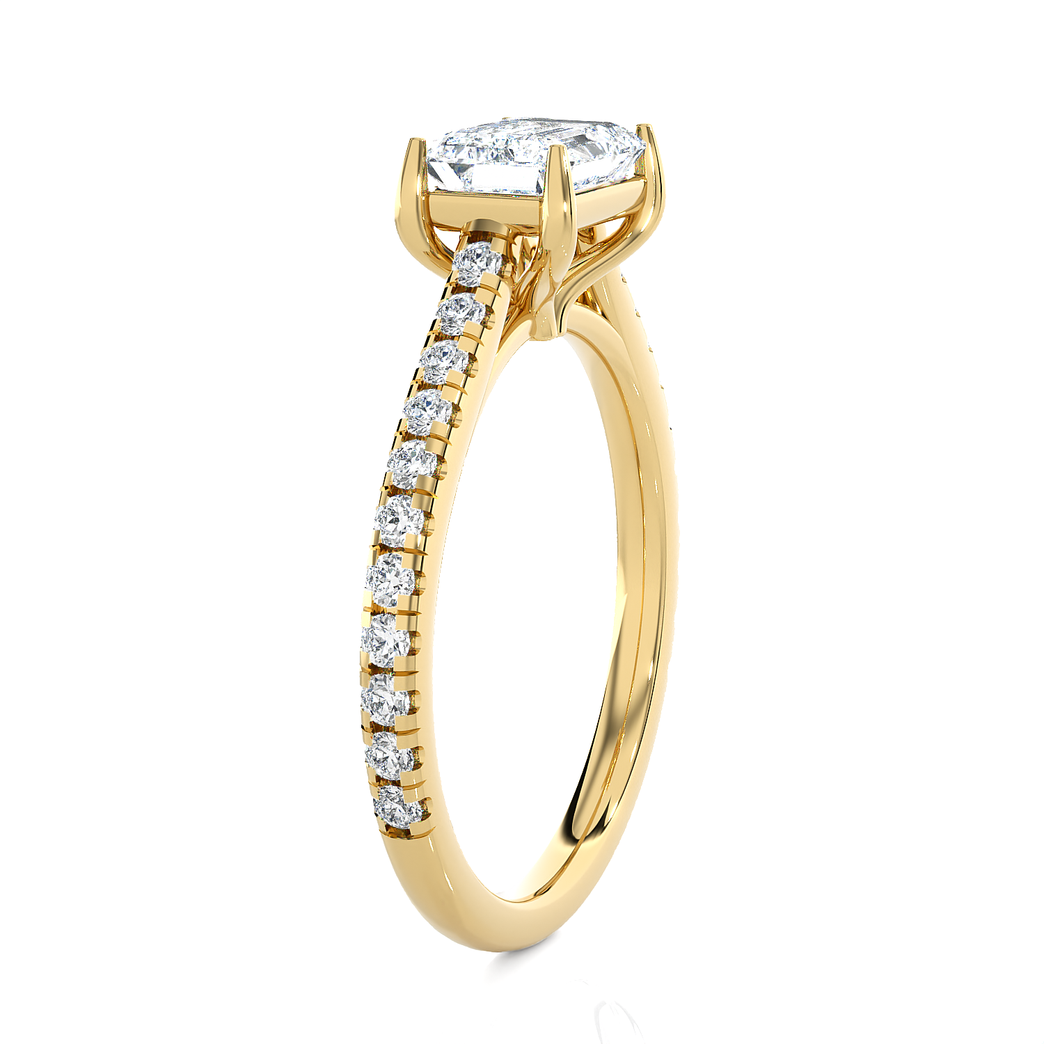 Emerald-Cut Lab Grown Diamond Side Stone Engagement Ring