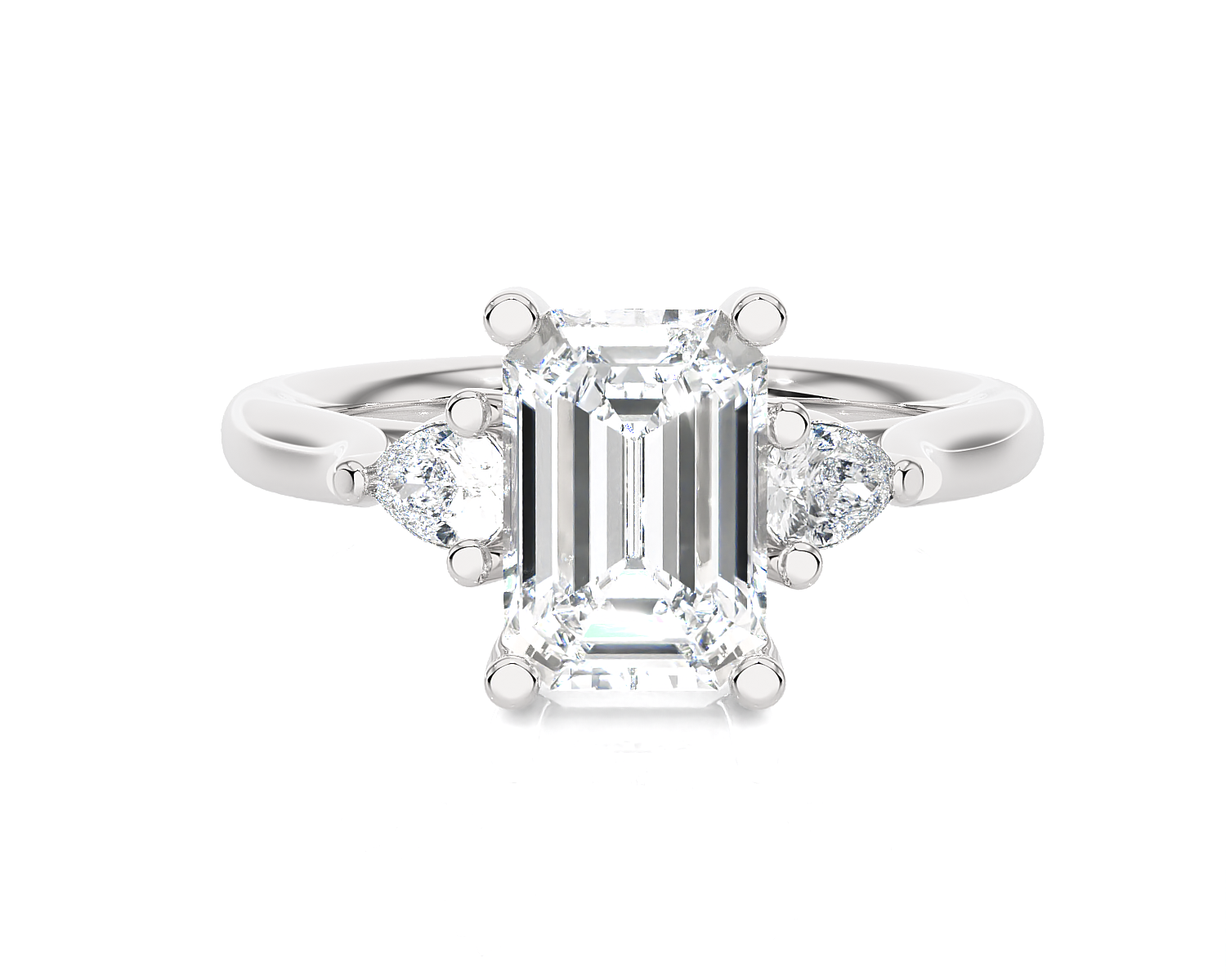 Emerald-Cut with Pear-Shaped Three Stone Lab Grown Diamond Ring