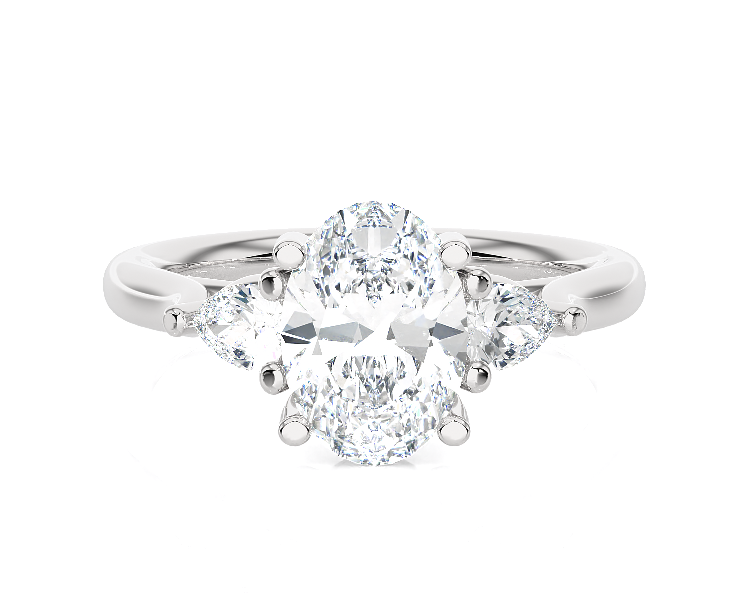 Oval with Pear-Shaped Three Stone Lab Grown Diamond Ring