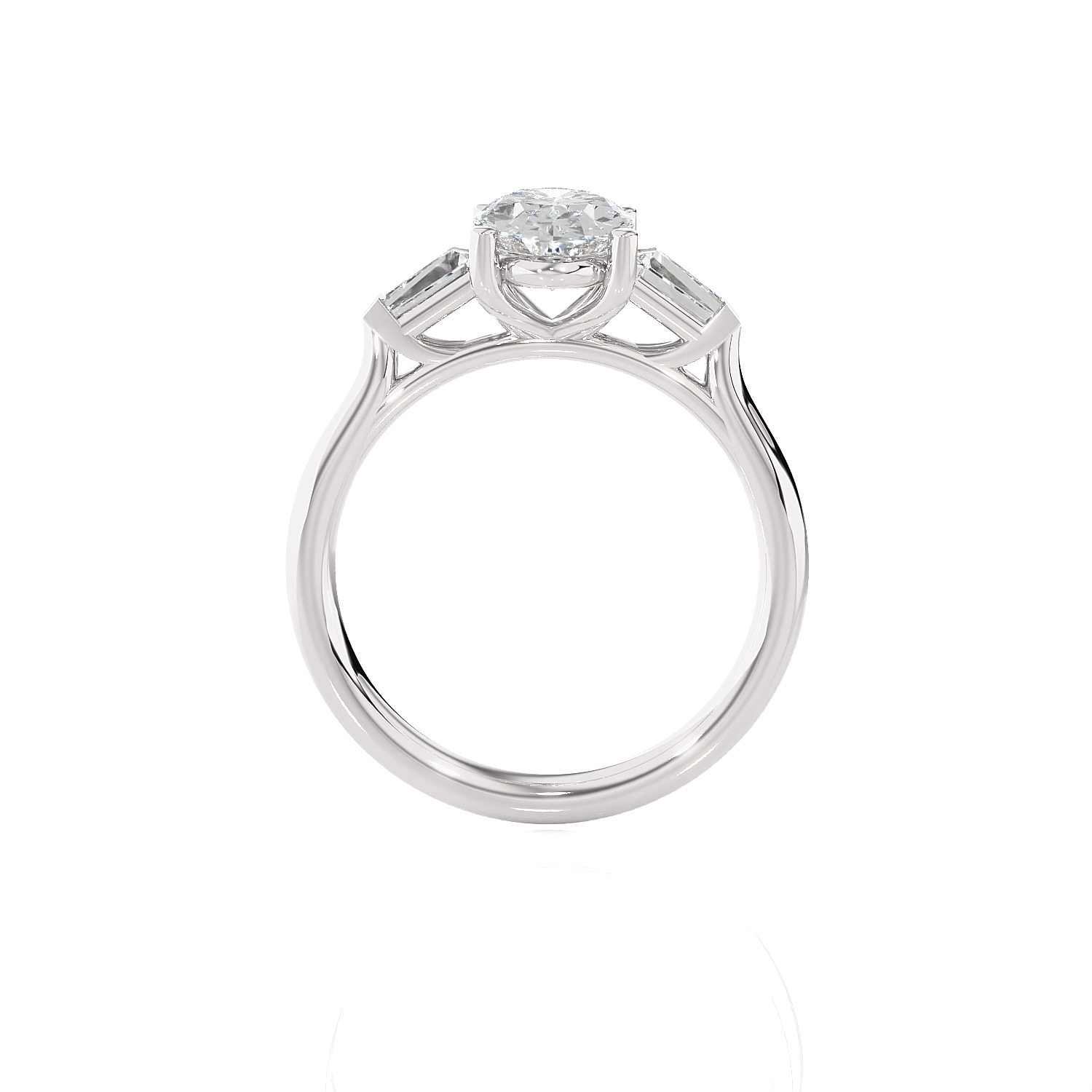 Oval with Tapered Baguette Three Stone Lab Grown Diamond Ring