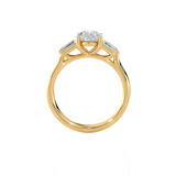 Oval with Tapered Baguette Three Stone Lab Grown Diamond Ring