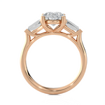 Oval With Tapered Baguette Three Stone Lab Grown Diamond Ring