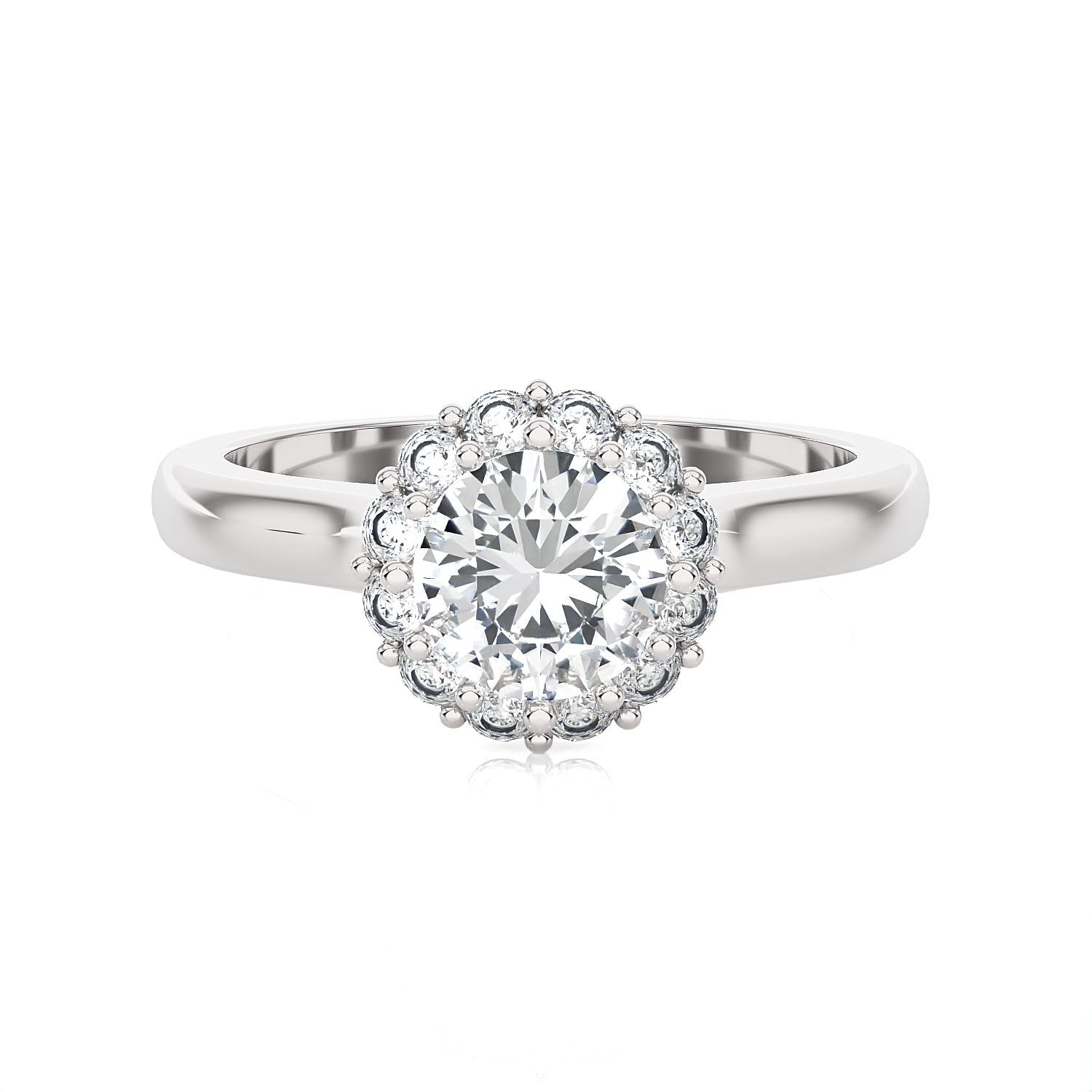 Round Lab Grown Diamond Halo Engagement Ring