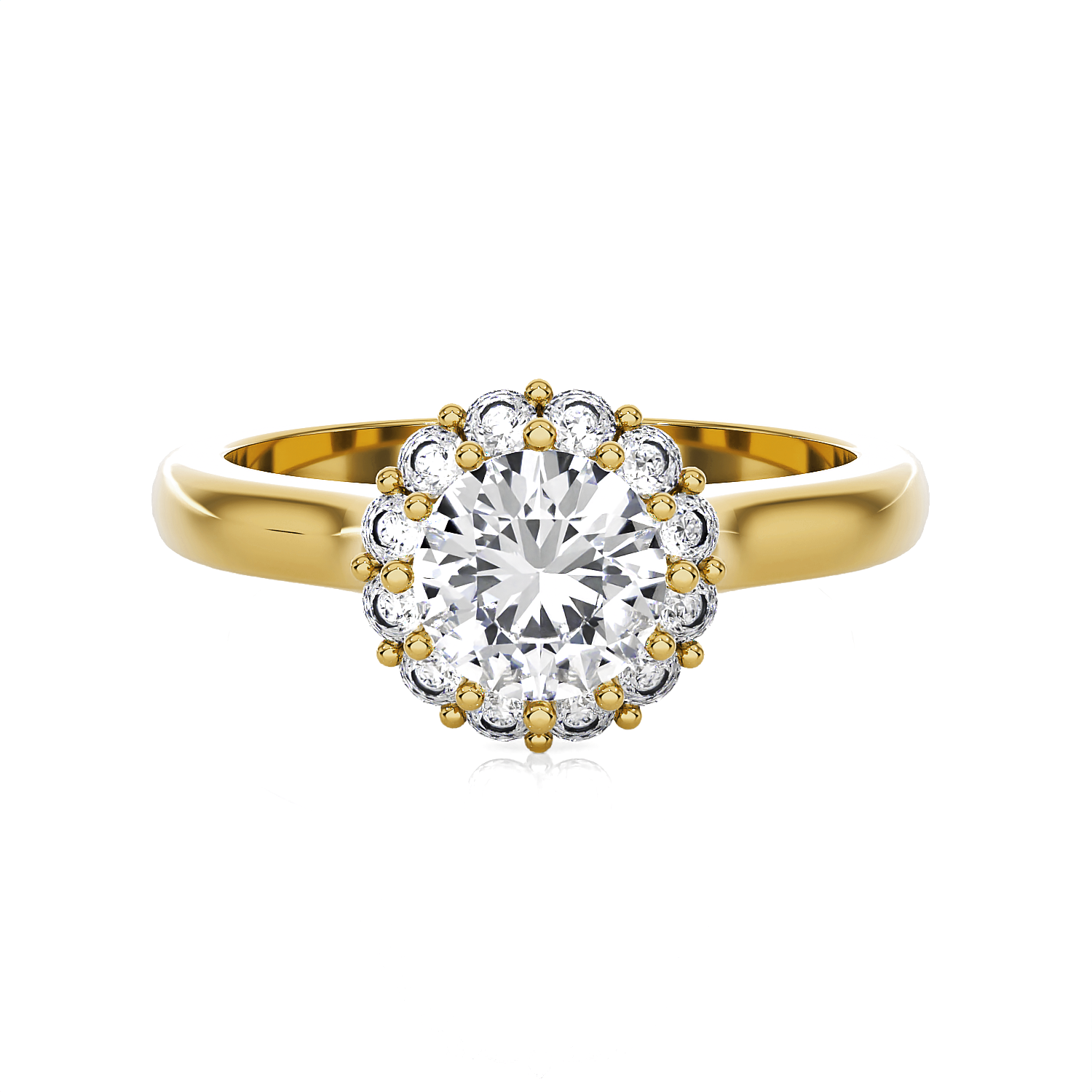 Round Lab Grown Diamond Halo Engagement Ring