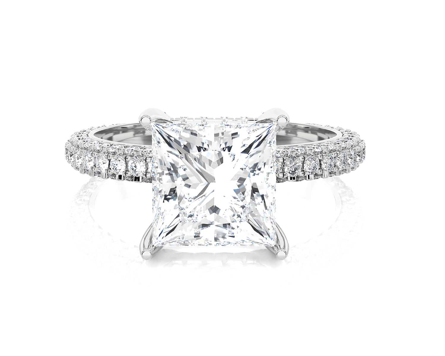 Princess-Cut Lab Grown Diamond Side Stone Engagement Ring