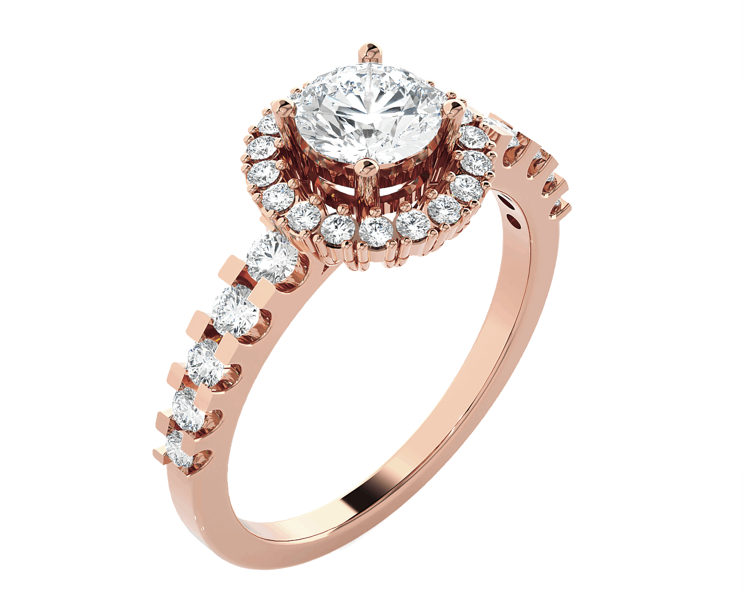 Round Lab Grown Diamond Halo Engagement Ring