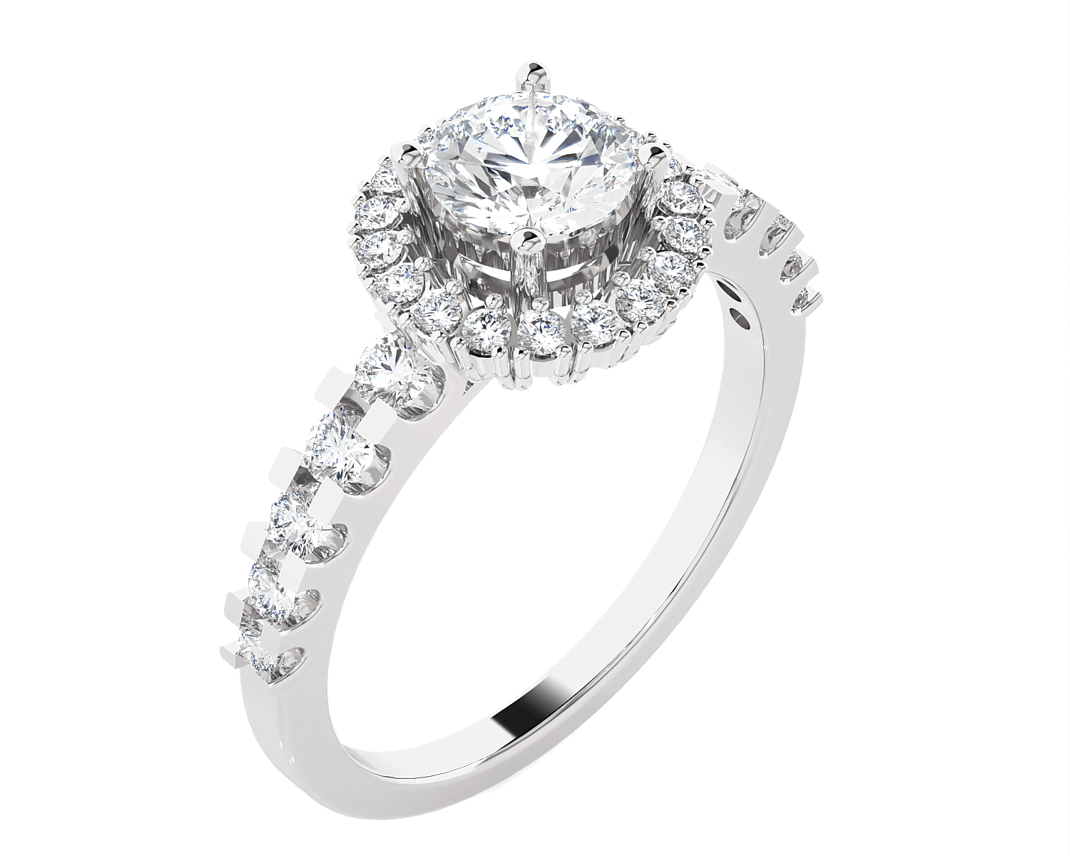 Round Lab Grown Diamond Halo Engagement Ring