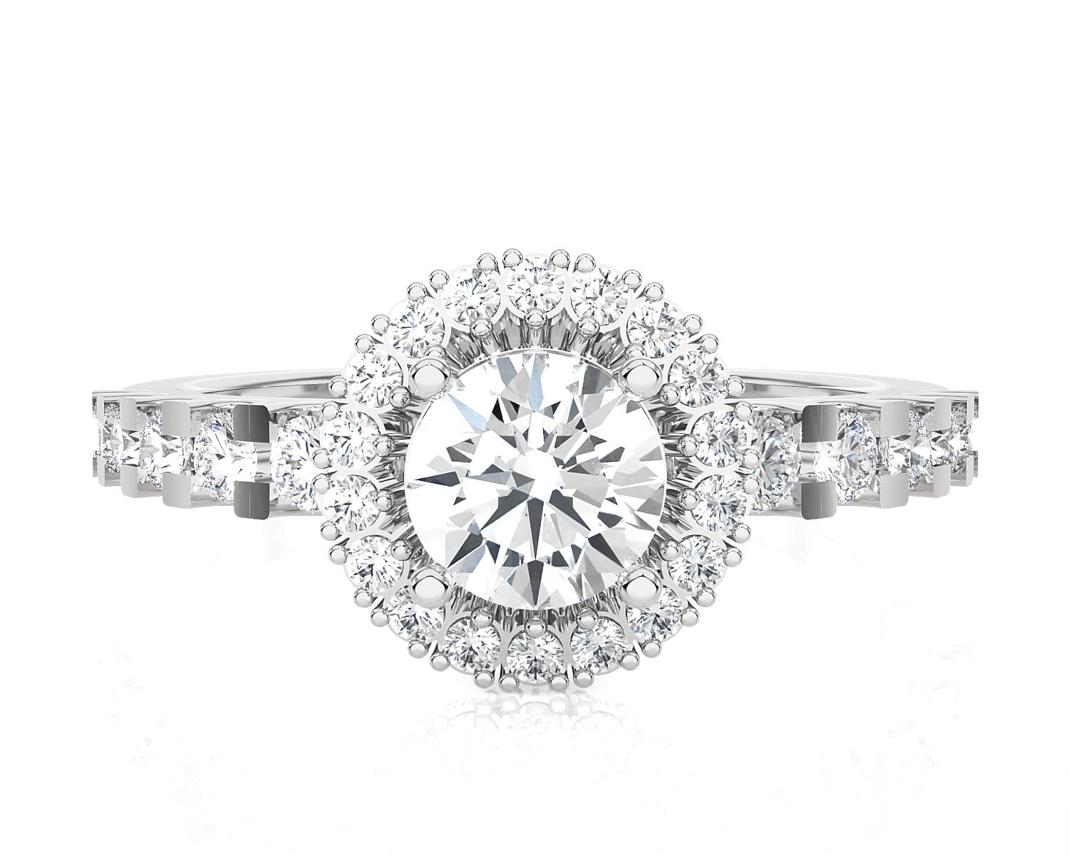 Round Lab Grown Diamond Halo Engagement Ring
