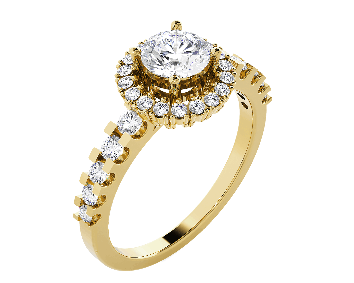 Round Lab Grown Diamond Halo Engagement Ring