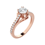 Round Lab Grown Diamond Side Stone Engagement Ring