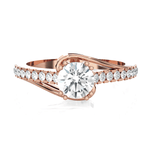 Round Lab Grown Diamond Side Stone Engagement Ring