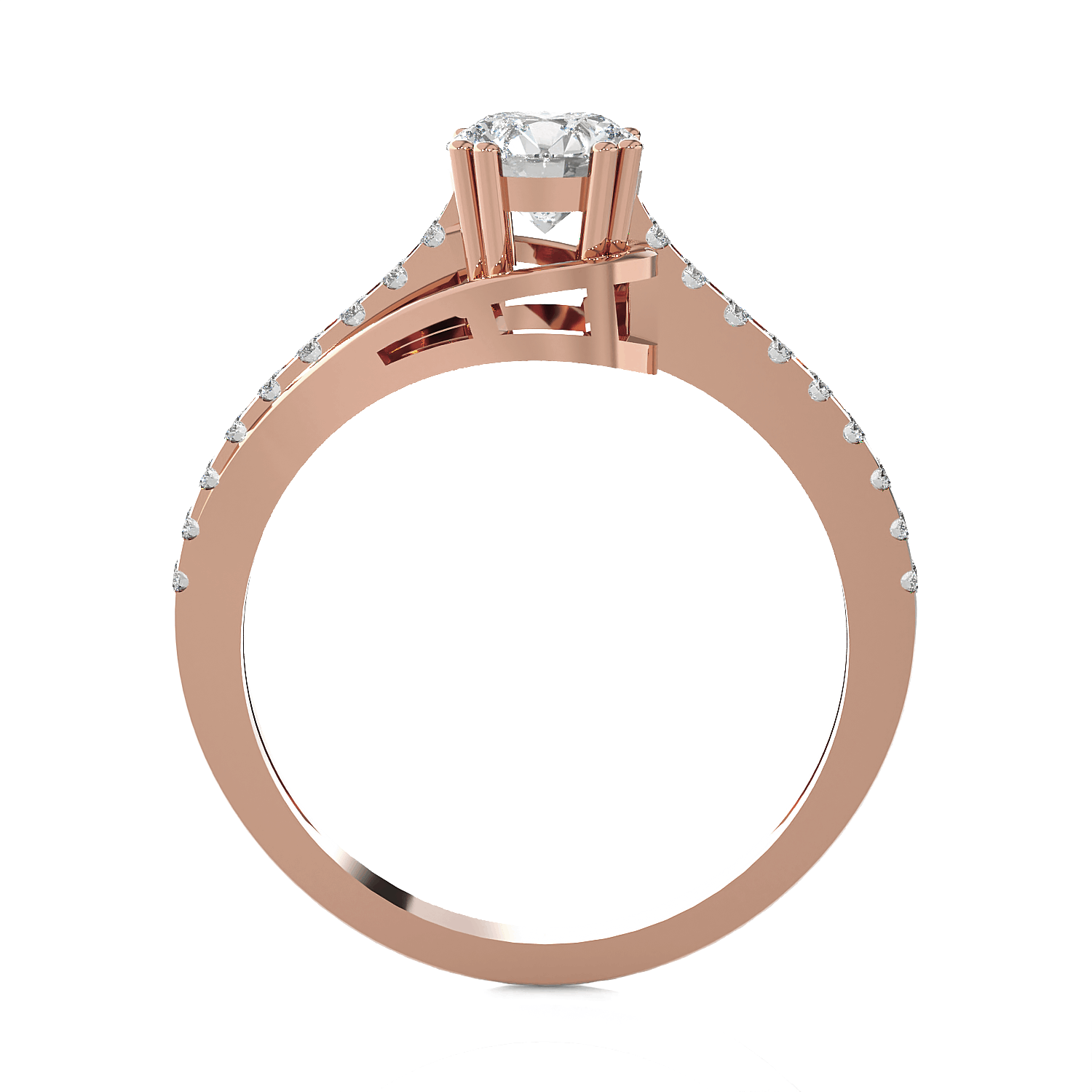 Round Lab Grown Diamond Side Stone Engagement Ring