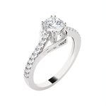 Round Lab Grown Diamond Side Stone Engagement Ring