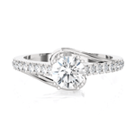 Round Lab Grown Diamond Side Stone Engagement Ring