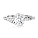 Round Lab Grown Diamond Side Stone Engagement Ring