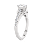 Round Lab Grown Diamond Side Stone Engagement Ring