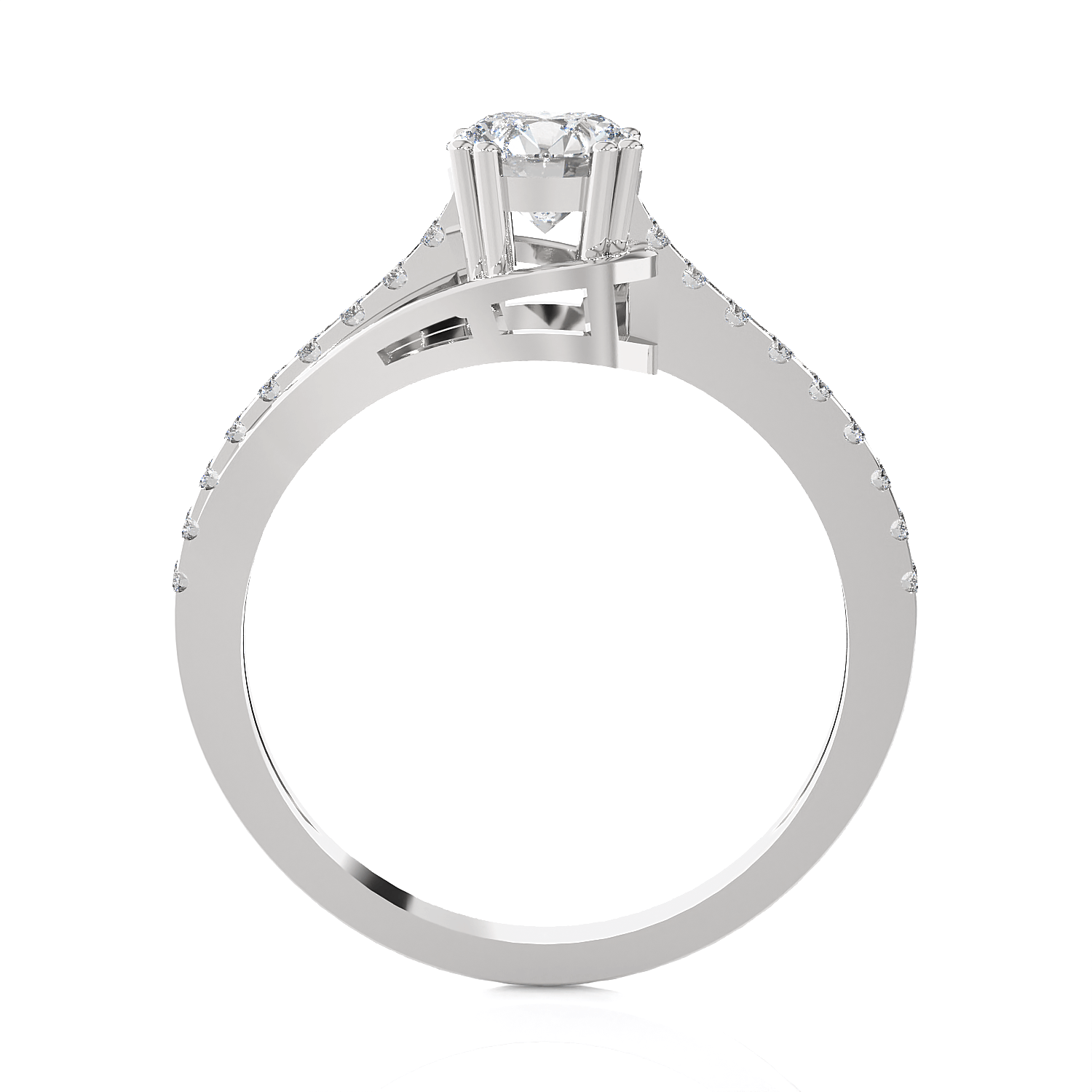Round Lab Grown Diamond Side Stone Engagement Ring