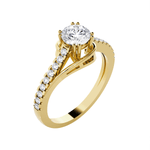 Round Lab Grown Diamond Side Stone Engagement Ring