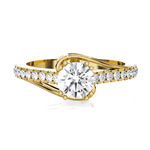 Round Lab Grown Diamond Side Stone Engagement Ring