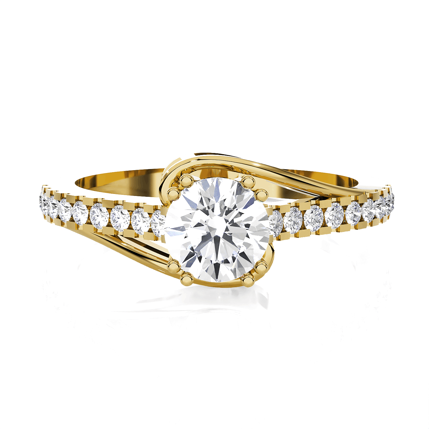 Round Lab Grown Diamond Side Stone Engagement Ring