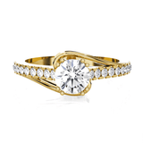 Round Lab Grown Diamond Side Stone Engagement Ring