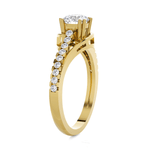 Round Lab Grown Diamond Side Stone Engagement Ring