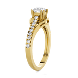 Round Lab Grown Diamond Side Stone Engagement Ring