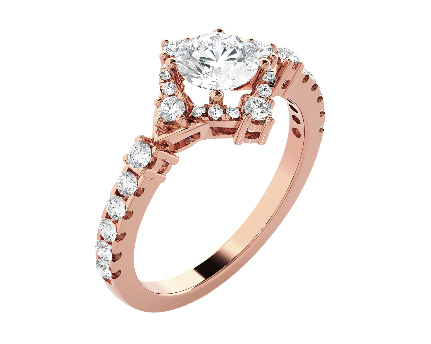Round Lab Grown Diamond Halo Engagement Ring