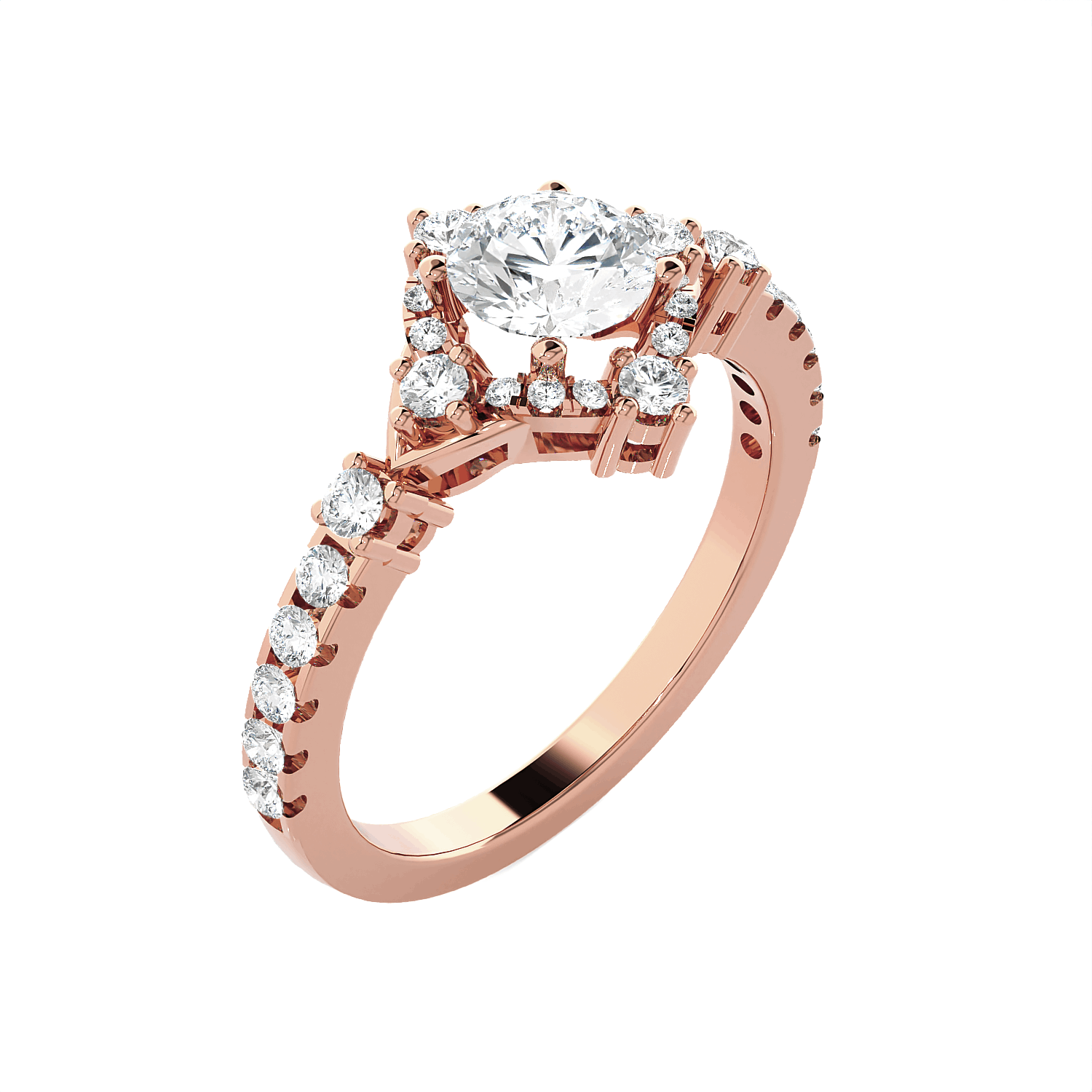 Round Lab Grown Diamond Halo Engagement Ring