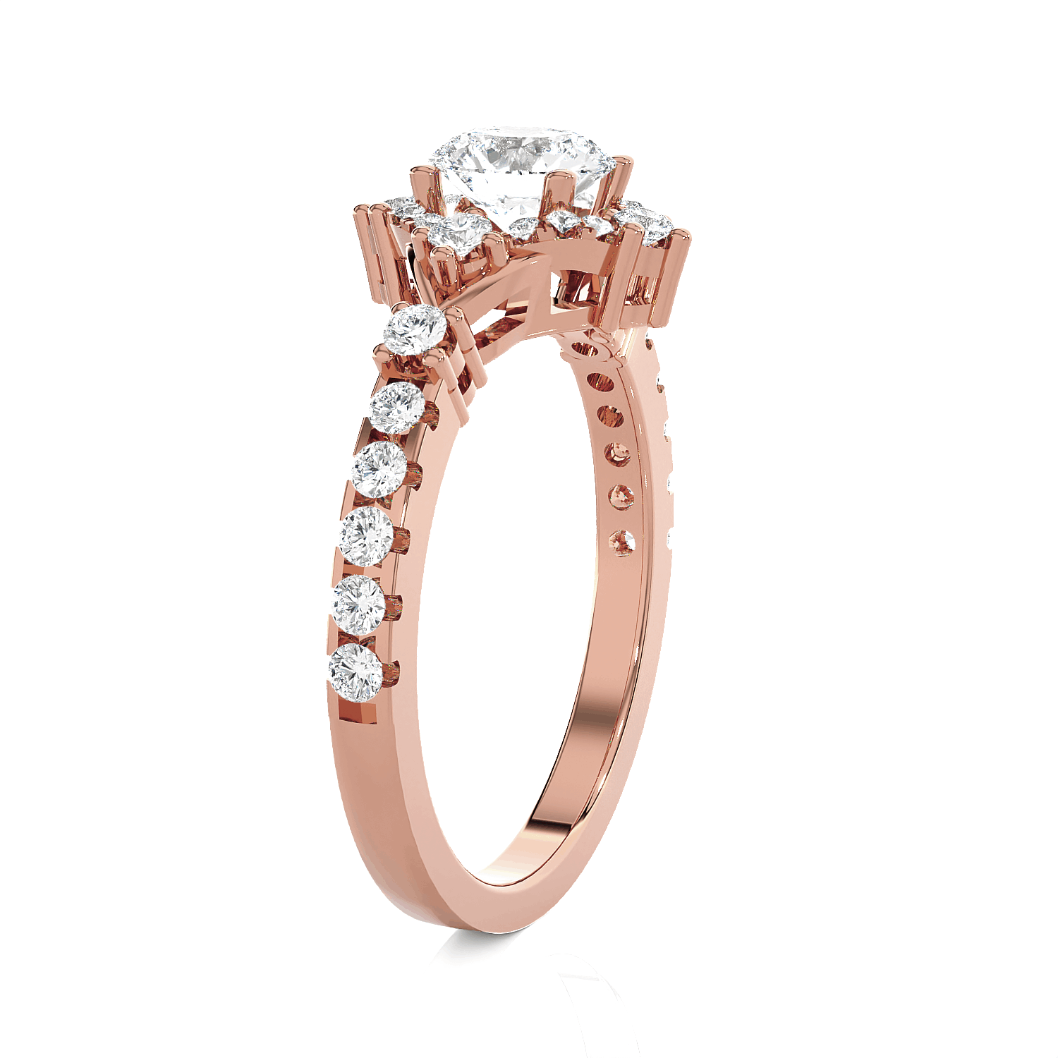Round Lab Grown Diamond Halo Engagement Ring
