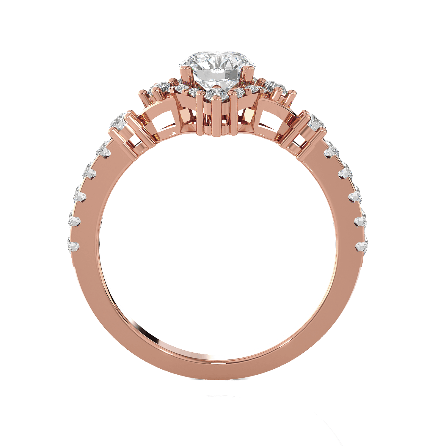 Round Lab Grown Diamond Halo Engagement Ring