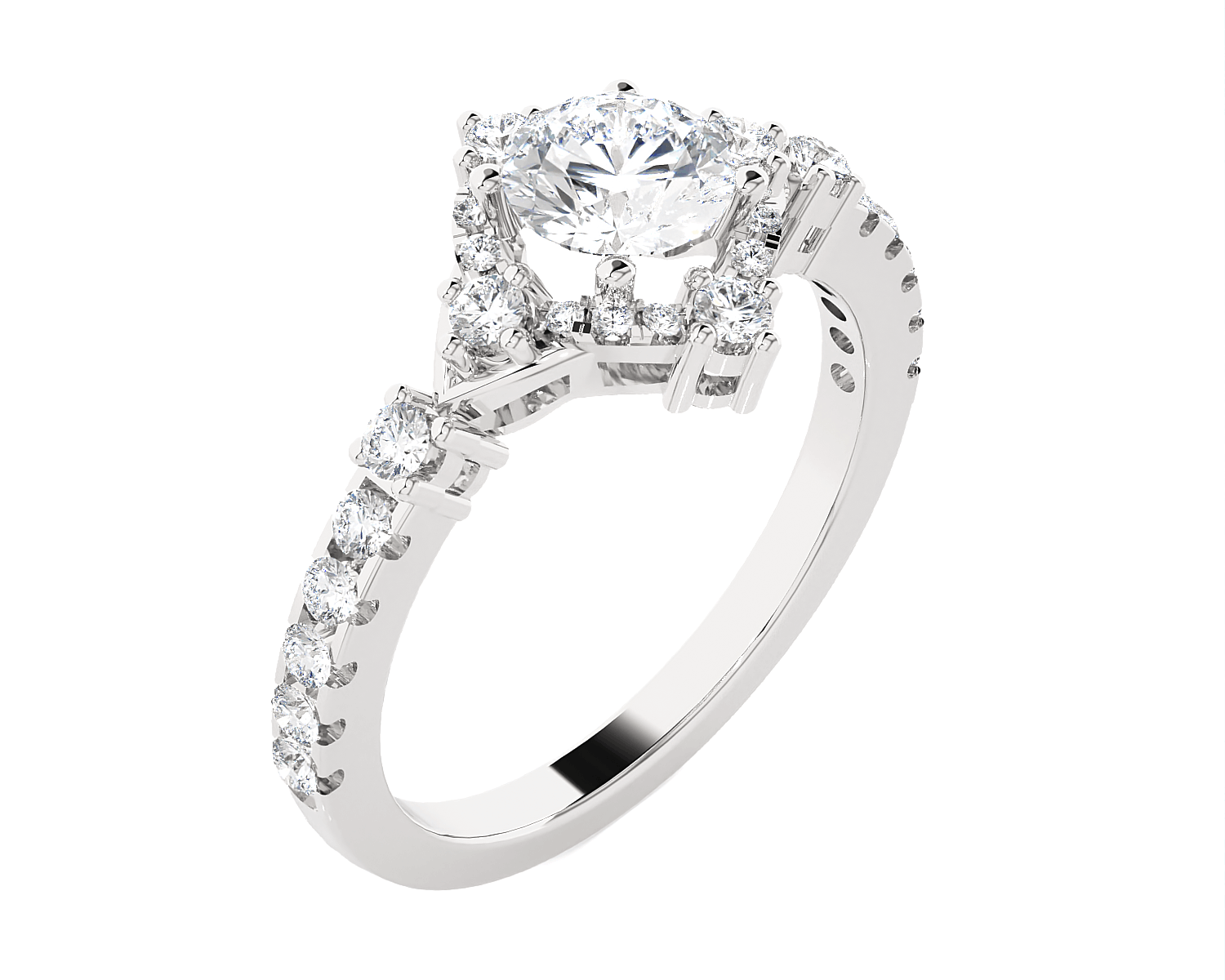 Round Lab Grown Diamond Halo Engagement Ring
