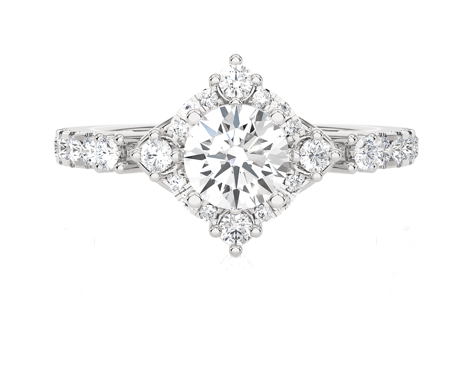 Round Lab Grown Diamond Halo Engagement Ring