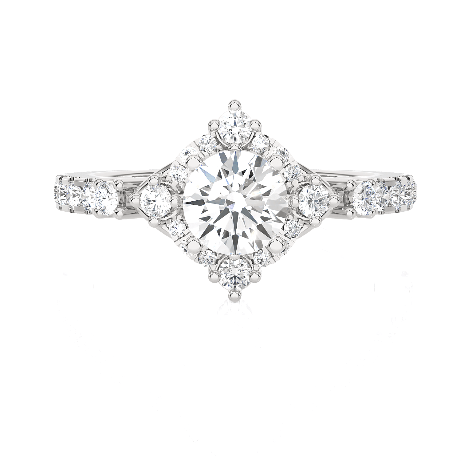 Round Lab Grown Diamond Halo Engagement Ring